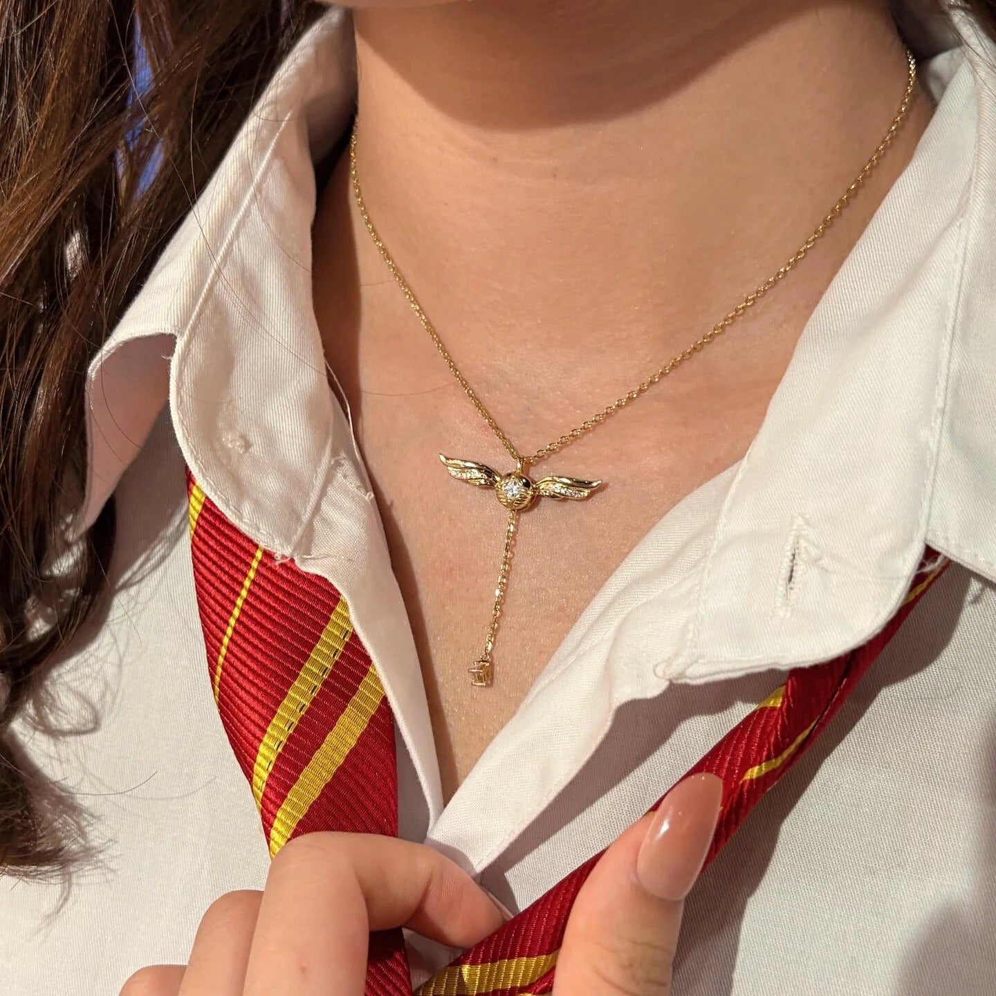 Naszyjnik Lariat ze Złotymi Skrzydłami