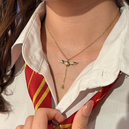 Naszyjnik Lariat ze Złotymi Skrzydłami