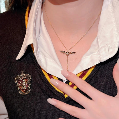 Naszyjnik Lariat ze Złotymi Skrzydłami